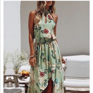 High low green dress